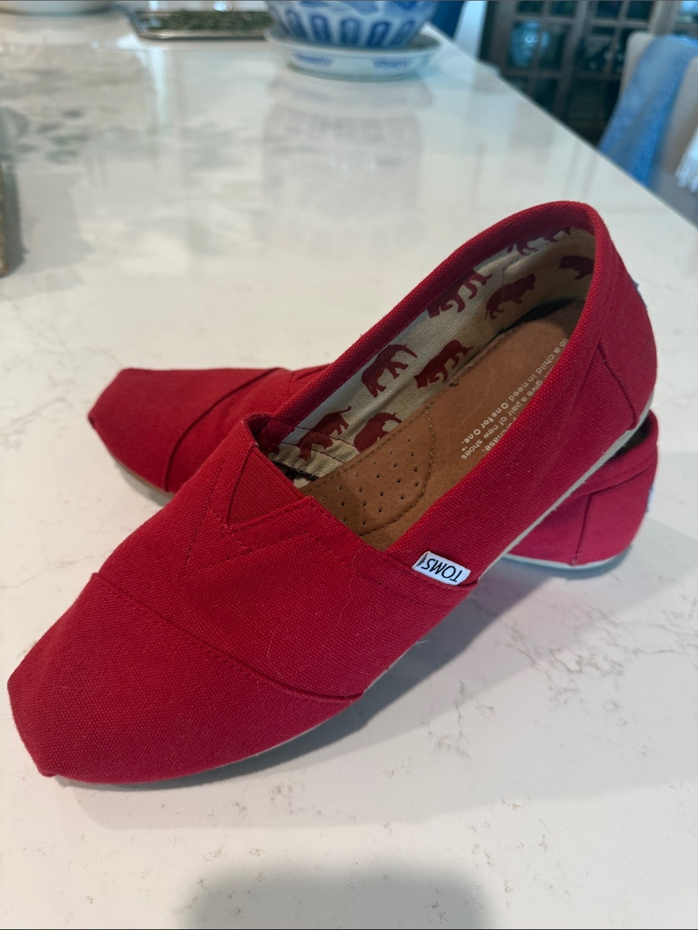 Toms Women's Classic Canvas Slip-On Shoes — Red
